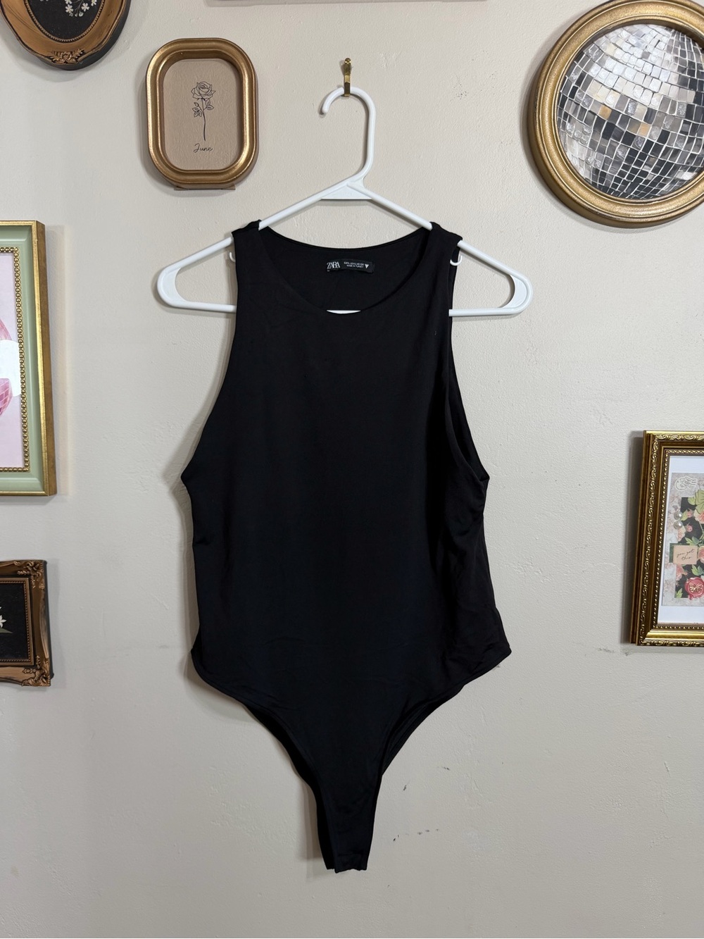 Zara Black Sleeveless Stretch One-Piece Bodysuit
